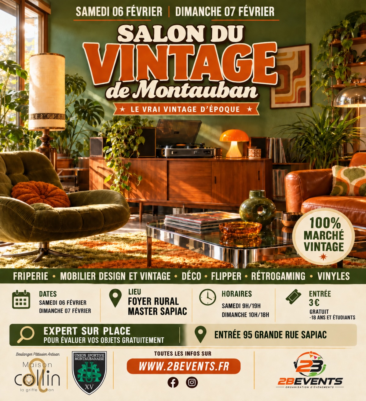 Affiche — Salon du Vintage de Montauban, Samedi 6 & dimanche 7 février 2027